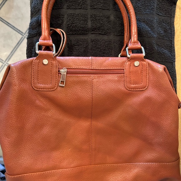 NAPPA BROWN GENUINE LEATHER MEDIUM BAG CAMEL HANDBAG DESIGNER WOMEN PURSE - Picture 8 of 10